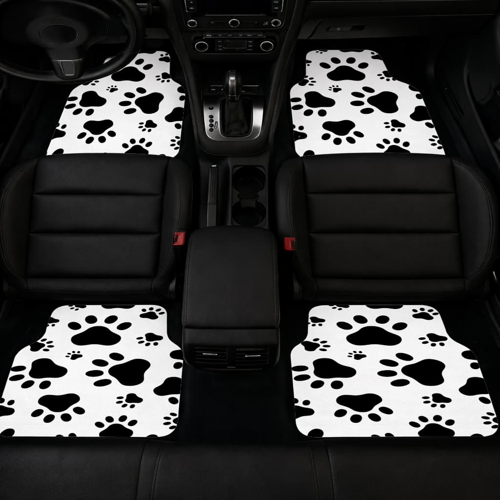 Black and White Paw Pattern Design Car Floor Mats