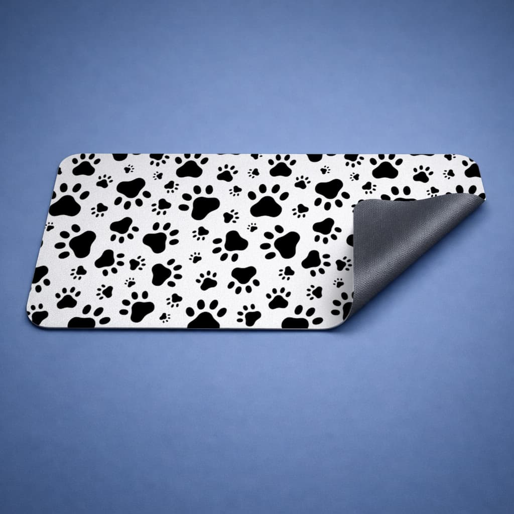 Black and White Paw Pattern Design Mouse Pad