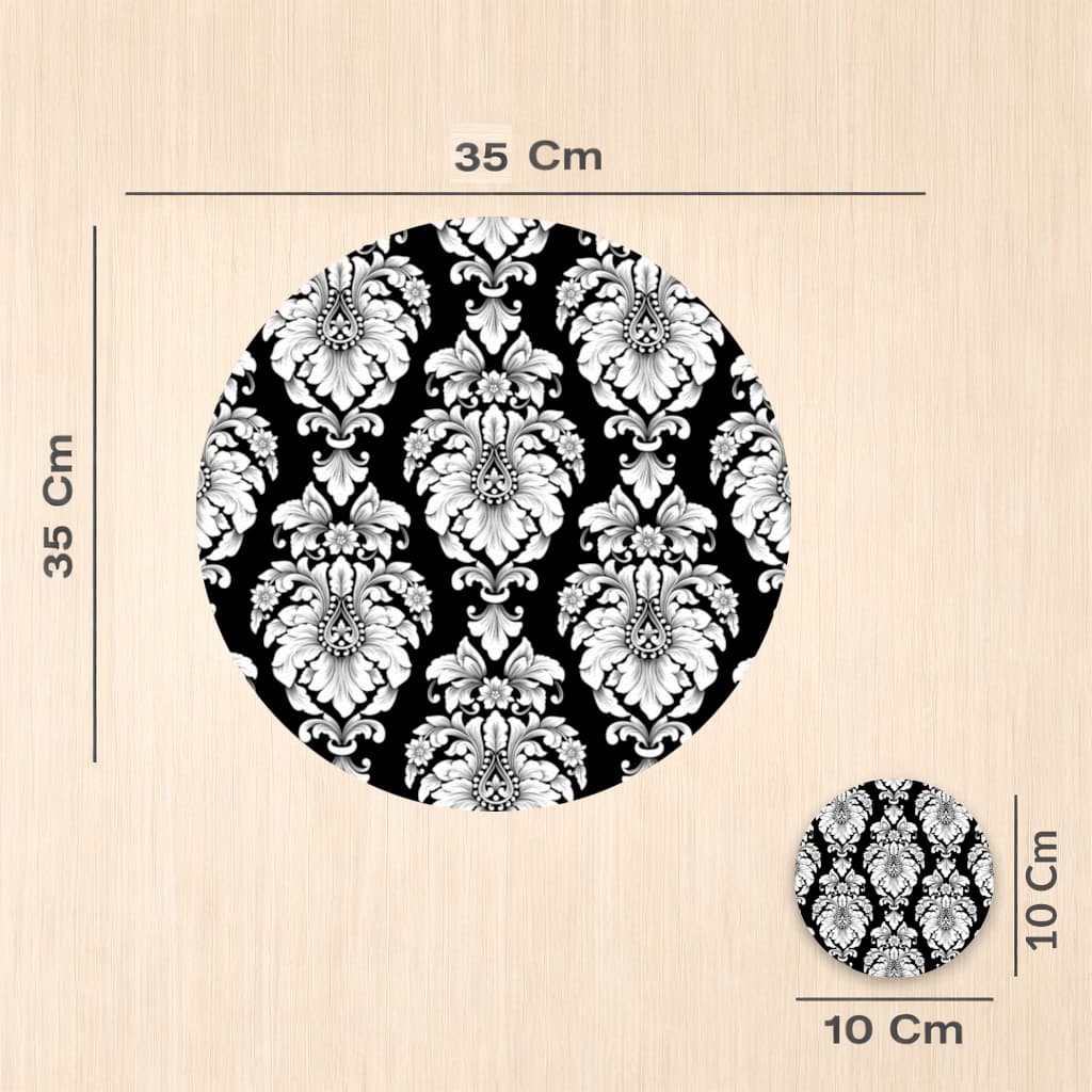 Elegant Black and White Damask Seamless Pattern Charger Plate Set  12 Pieces