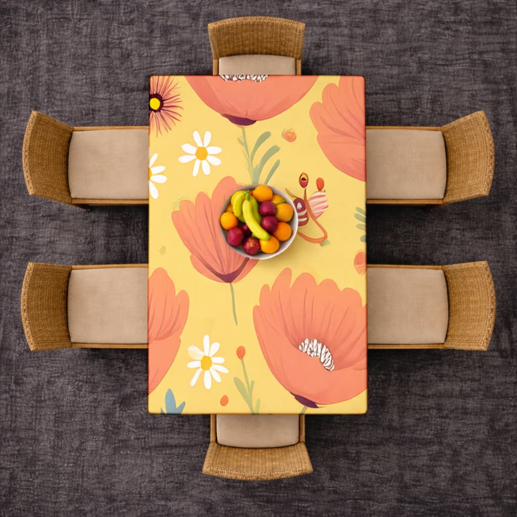 Floral  Insect Pattern  Colorful Design Rectangular Tablecloth