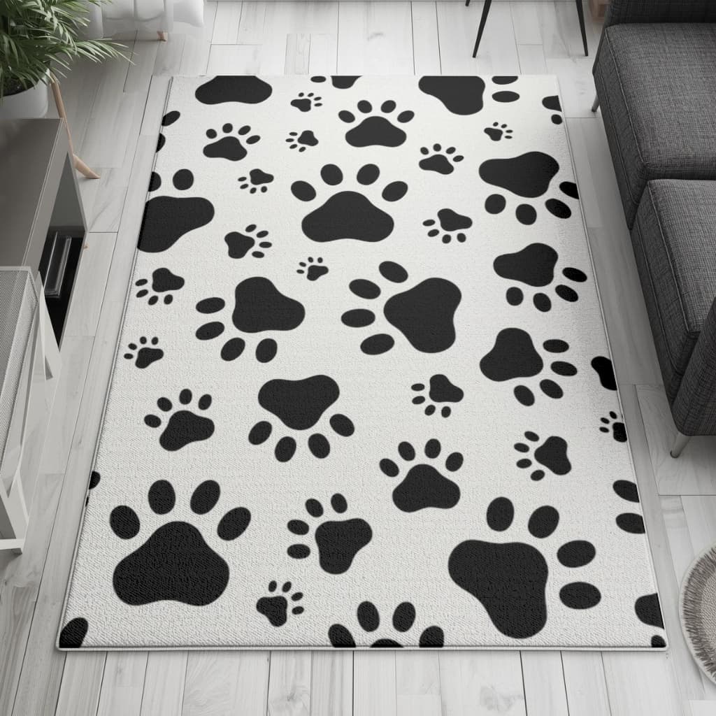 Black and White Paw Pattern Design Living room carpet