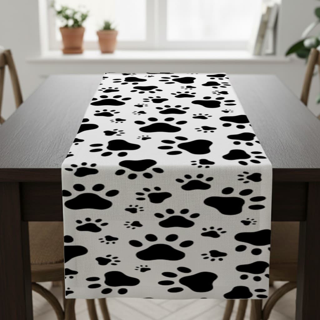 Black and White Paw Pattern Design Runner
