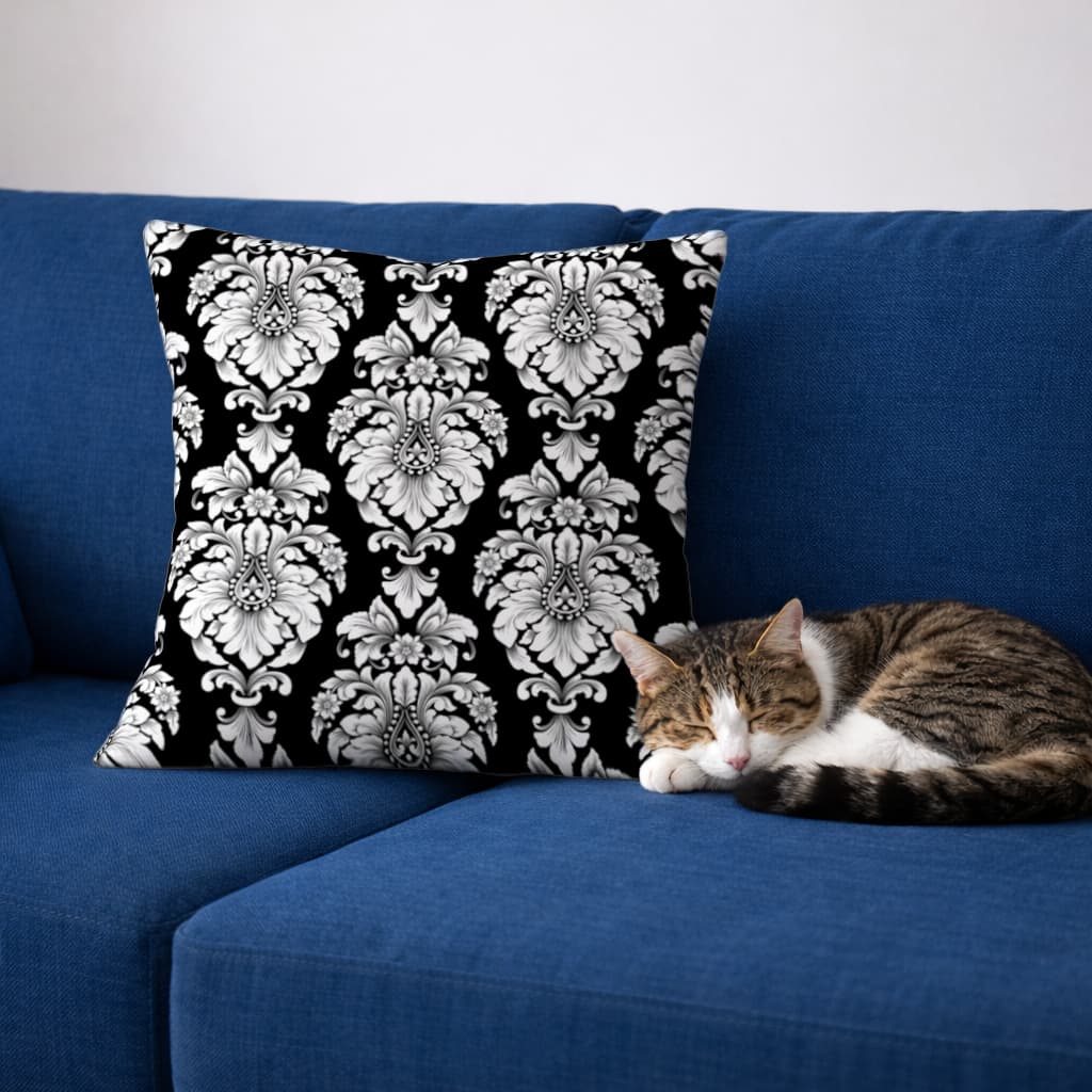 Elegant Black and White Damask Seamless Pattern Decorative pillow cover