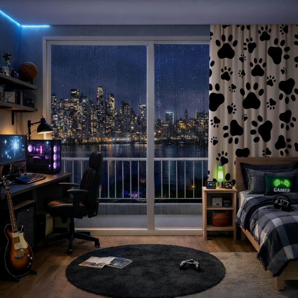 Black and White Paw Pattern Design Drapes