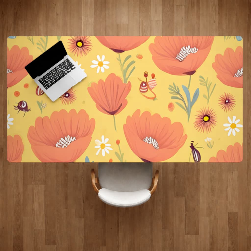 Floral  Insect Pattern  Colorful Design Desk Pad