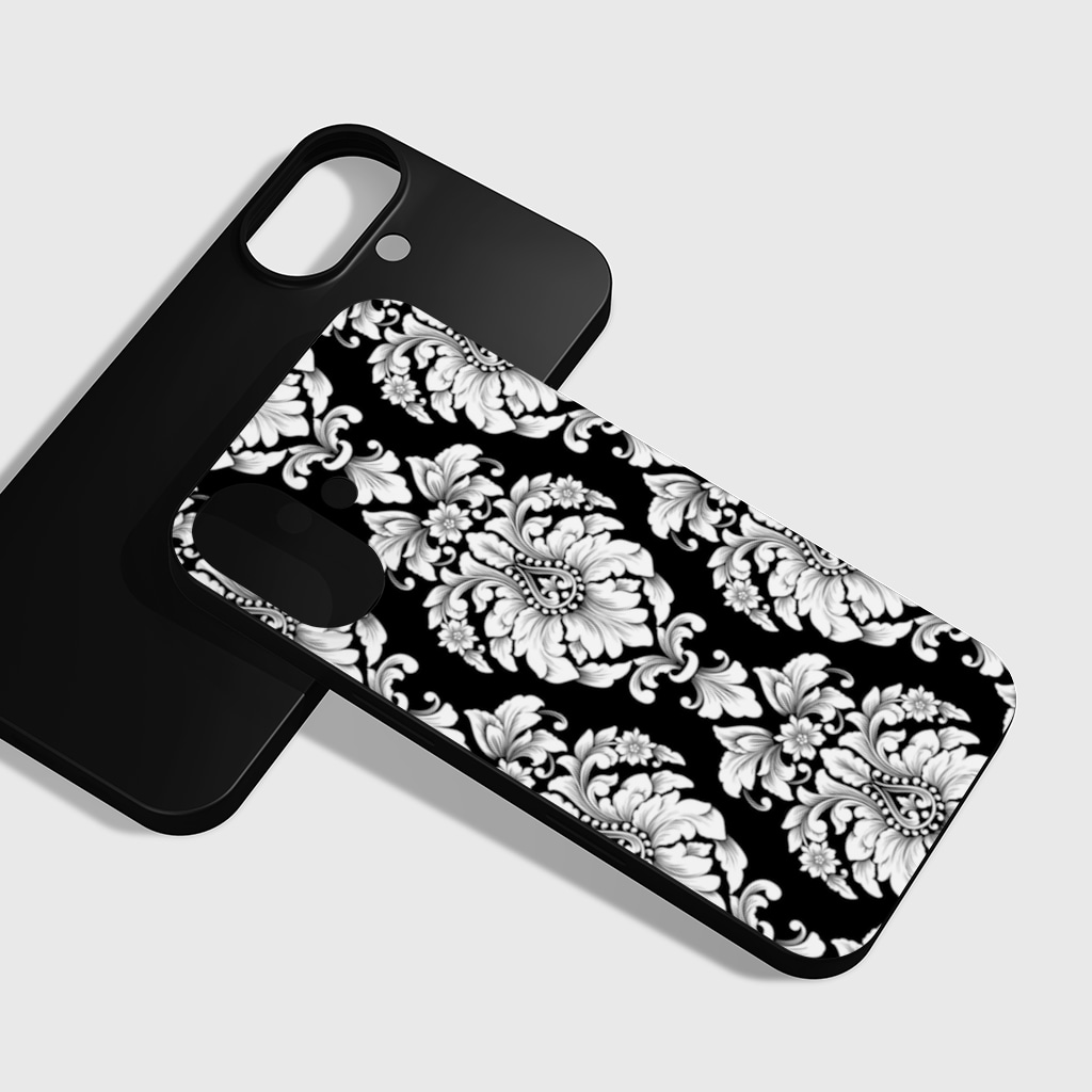 Elegant Black and White Damask Seamless Pattern iphone 16 plus Görünüm 1
