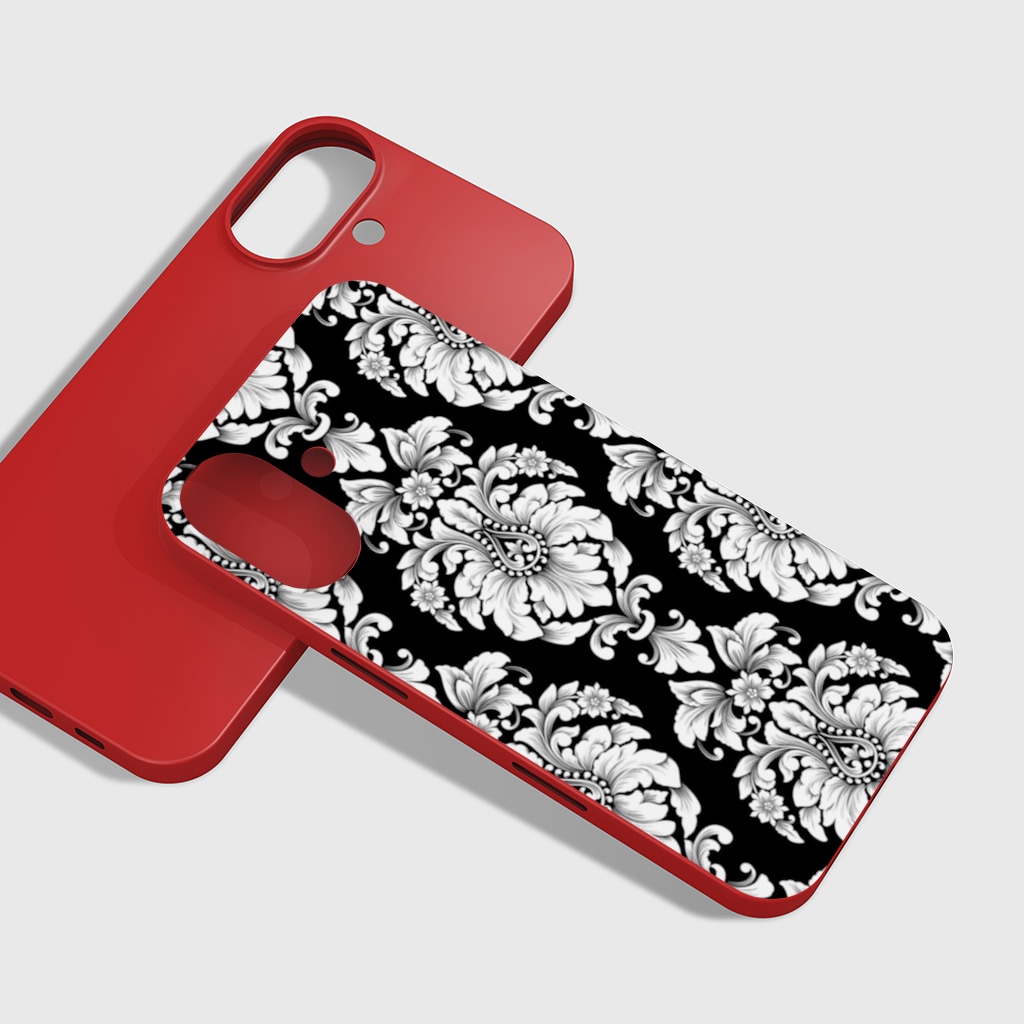 Elegant Black and White Damask Seamless Pattern iphone 16 plus Görünüm 1