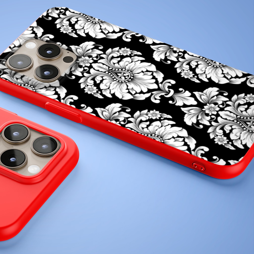 Elegant Black and White Damask Seamless Pattern iphone 15 pro and pro max Görünüm 1