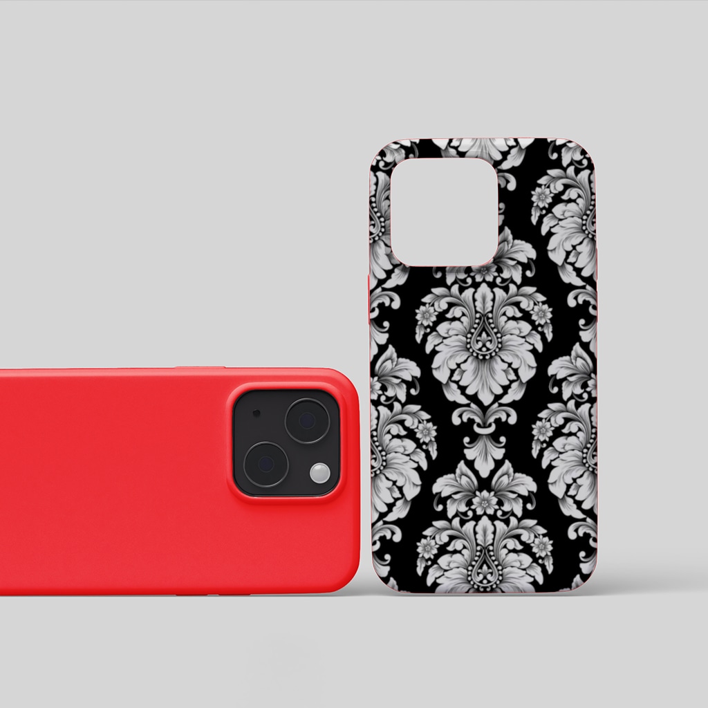 Elegant Black and White Damask Seamless Pattern iphone 15 and plus Görünüm 1