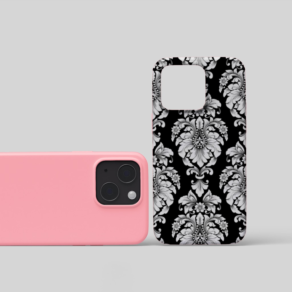 Elegant Black and White Damask Seamless Pattern iphone 15 and plus Görünüm 1