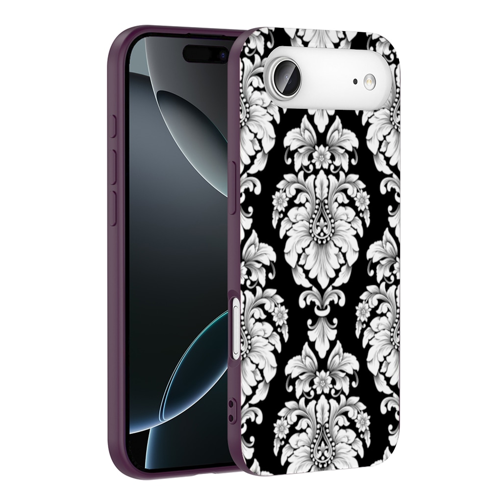 Elegant Black and White Damask Seamless Pattern İphone 17 Air Görünüm 1