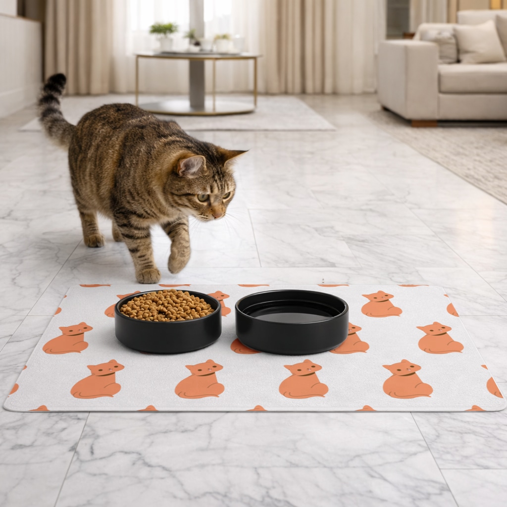 furry feline friends Pet Feeding Mat Görünüm 3