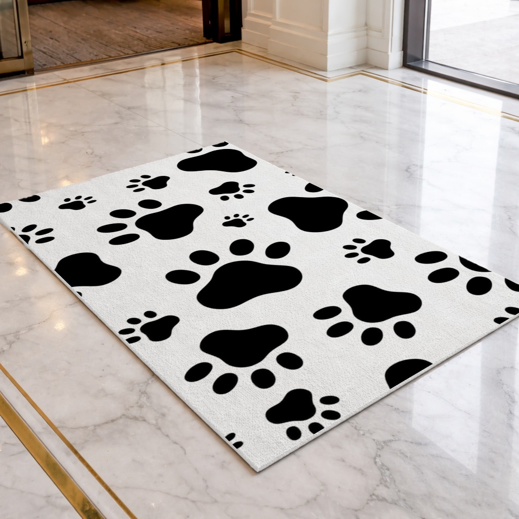 Black and White Paw Pattern Design Mudroom Mat Görünüm 2