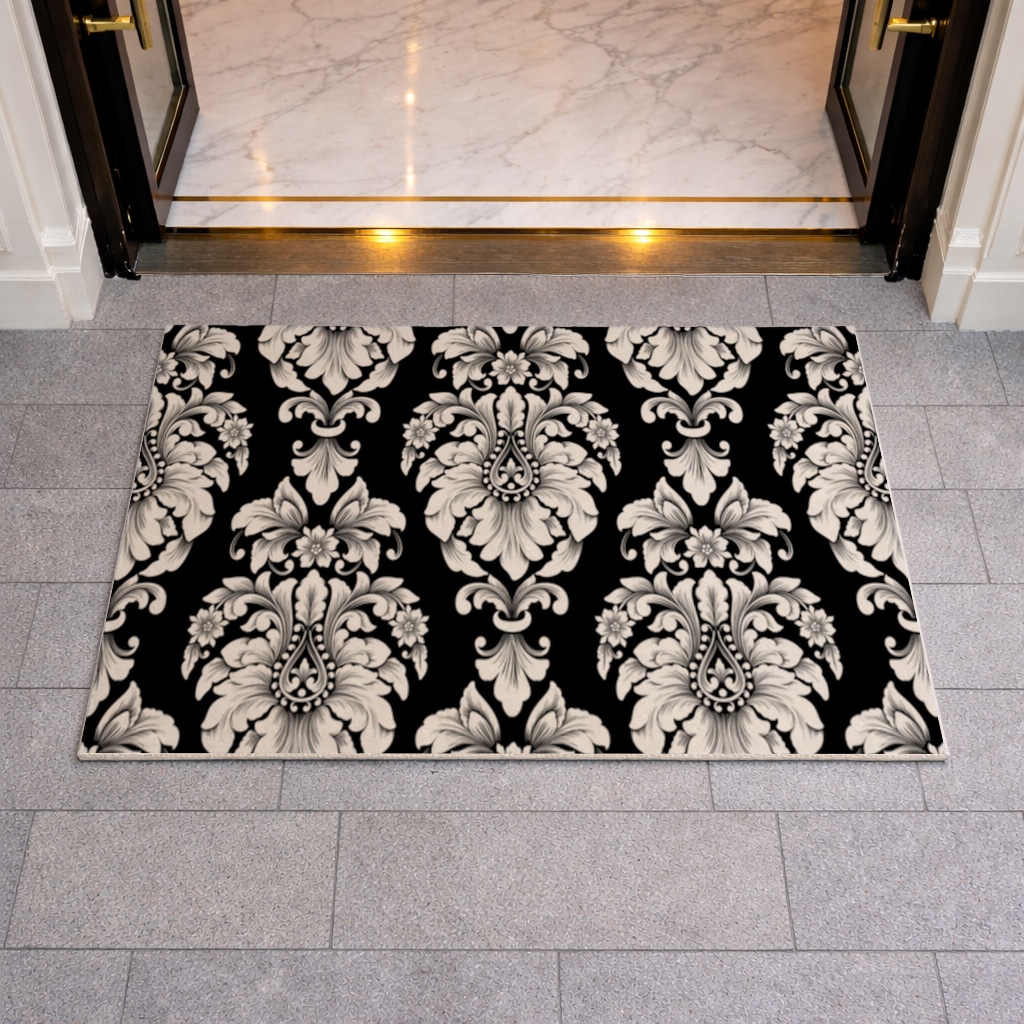 Elegant Black and White Damask Seamless Pattern Mudroom Mat Görünüm 2