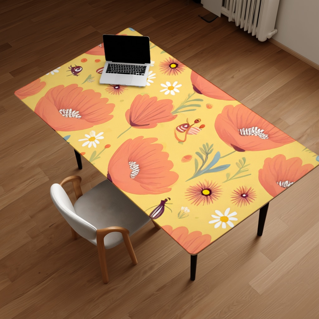Floral  Insect Pattern  Colorful Design Desk Pad Görünüm 2