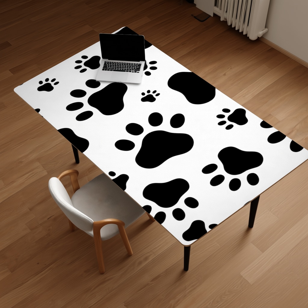 Black and White Paw Pattern Design Desk Pad Görünüm 2