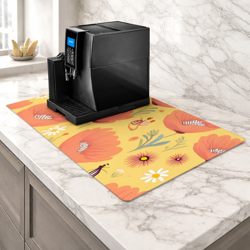Floral  Insect Pattern  Colorful Design Coffee Mat Görünüm 1