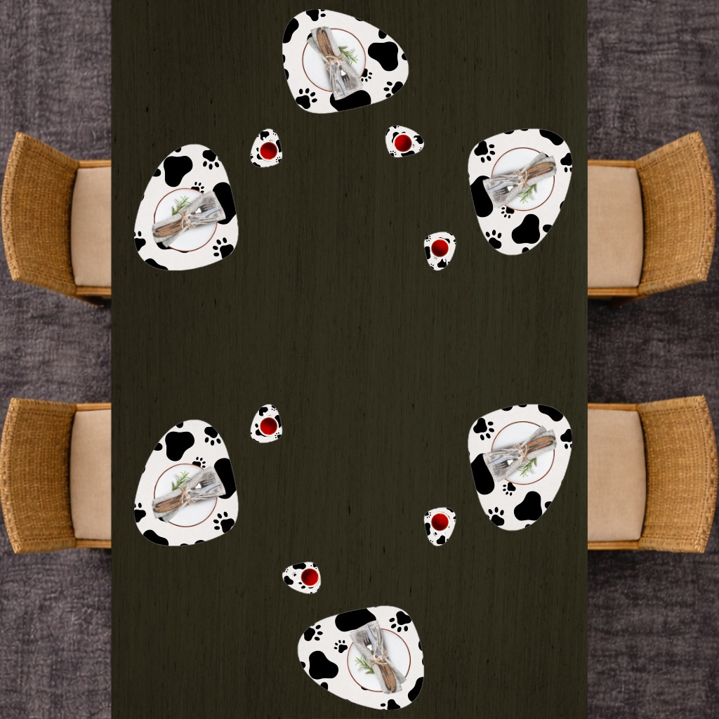 Black and White Paw Pattern Design Charger Plate Set  12 Pieces Görünüm 3