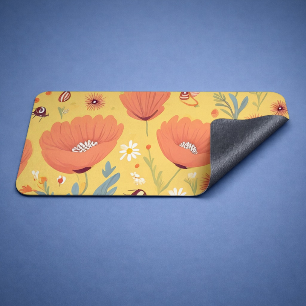 Floral  Insect Pattern  Colorful Design Mouse Pad Görünüm 2