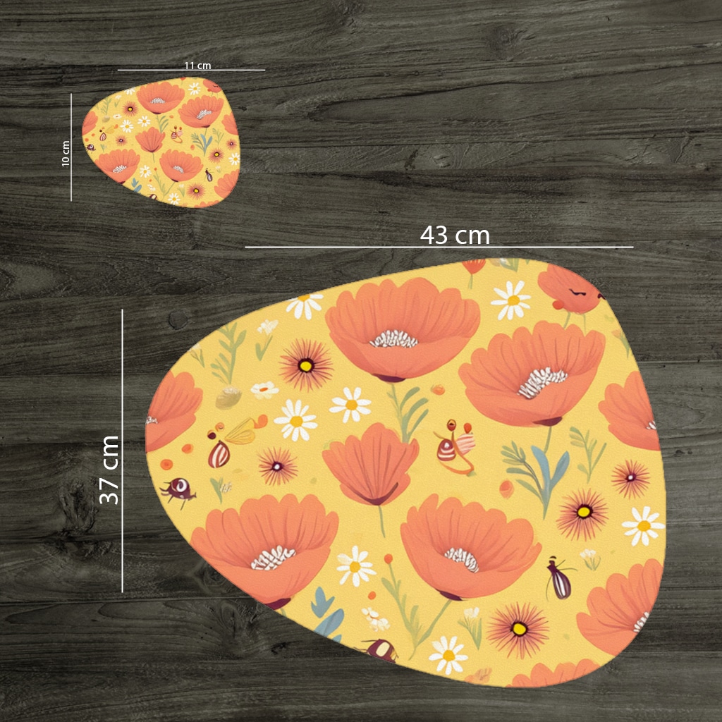 Floral  Insect Pattern  Colorful Design Charger Plate Set  12 Pieces Görünüm 2