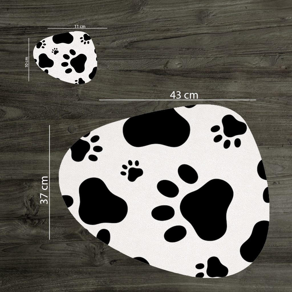 Black and White Paw Pattern Design Charger Plate Set  12 Pieces Görünüm 2