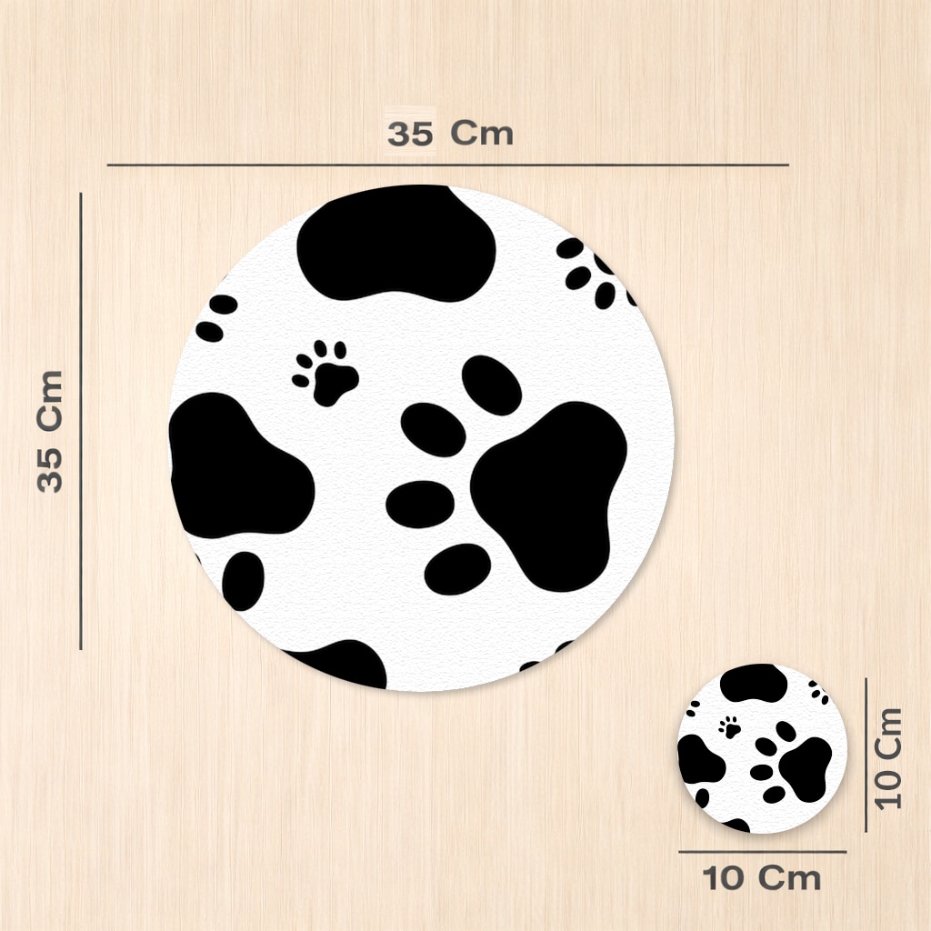 Black and White Paw Pattern Design Charger Plate Set  12 Pieces Görünüm 2