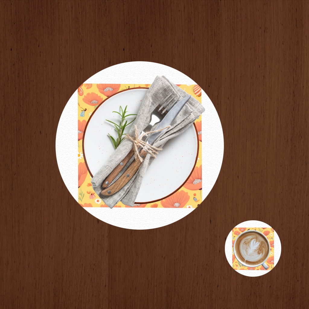 Floral  Insect Pattern  Colorful Design Charger Plate Set  12 Pieces Görünüm 2