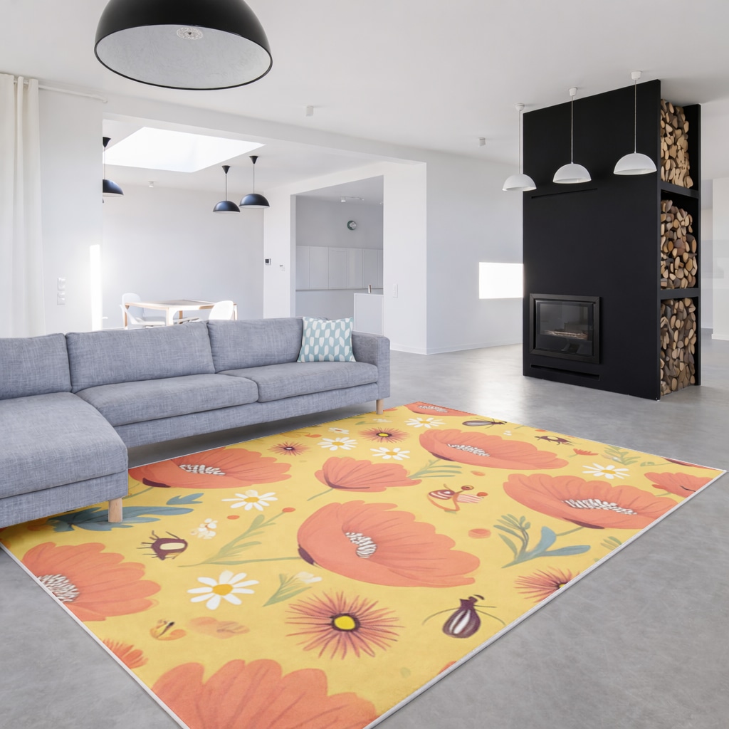 Floral  Insect Pattern  Colorful Design Living room carpet Görünüm 1