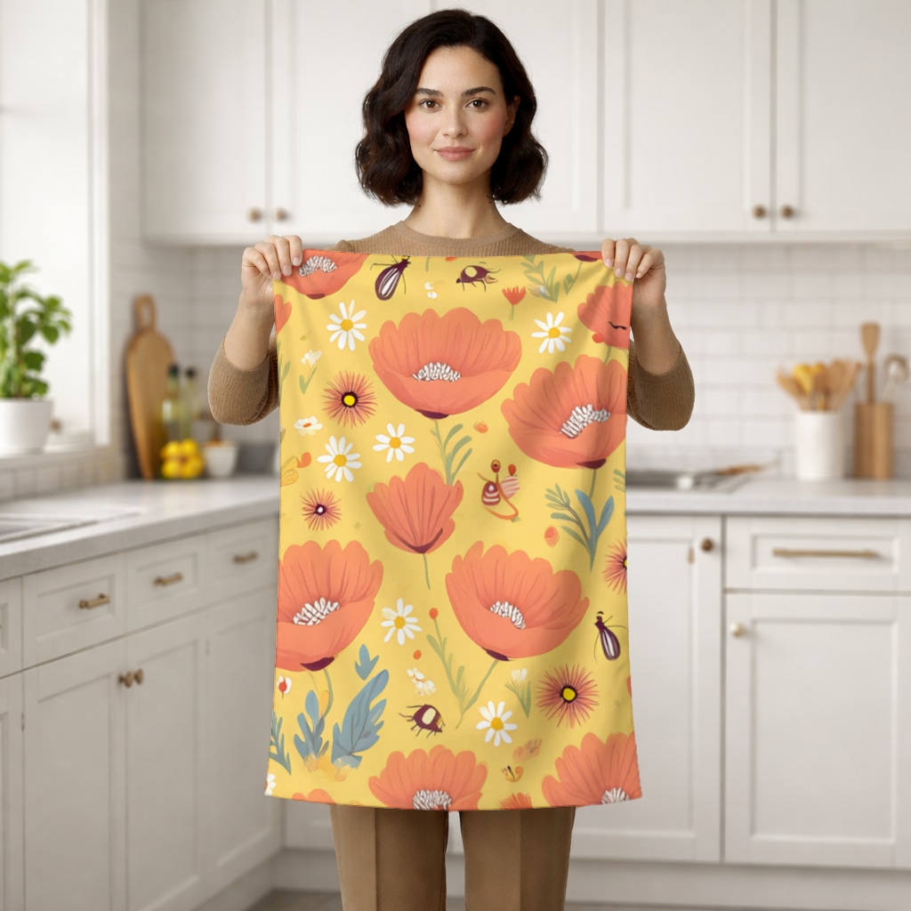 Floral  Insect Pattern  Colorful Design Hand Towel Görünüm 2