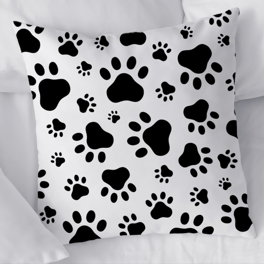 Black and White Paw Pattern Design Decorative pillow cover Görünüm 2