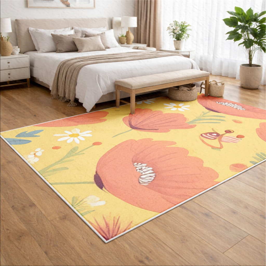 Floral  Insect Pattern  Colorful Design Living room carpet Görünüm 1