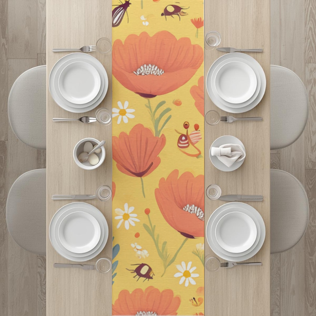 Floral  Insect Pattern  Colorful Design Runner Görünüm 1