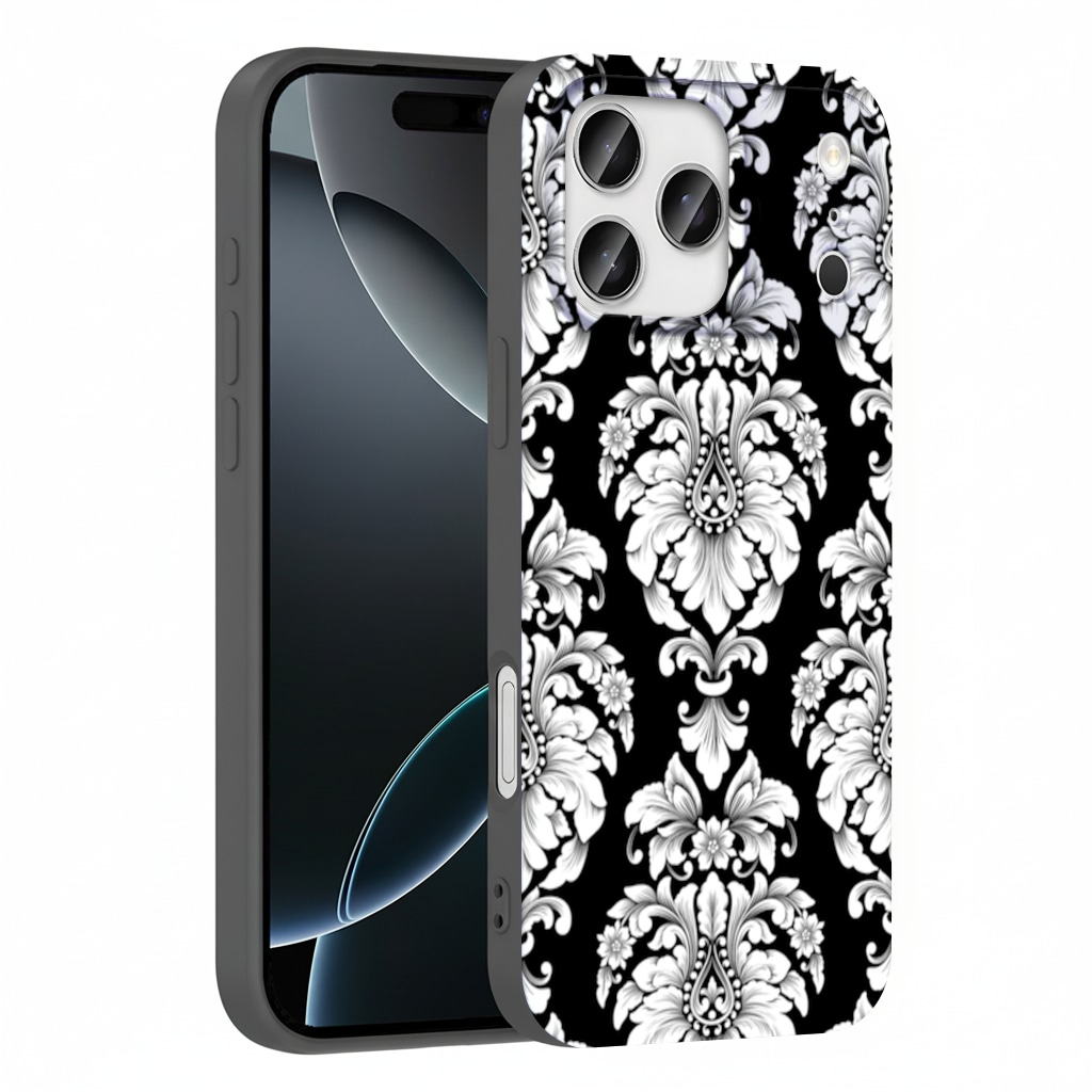 Elegant Black and White Damask Seamless Pattern İphone 17 Pro Max Görünüm 1