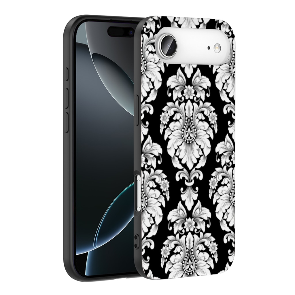 Elegant Black and White Damask Seamless Pattern İphone 17 Air Görünüm 1