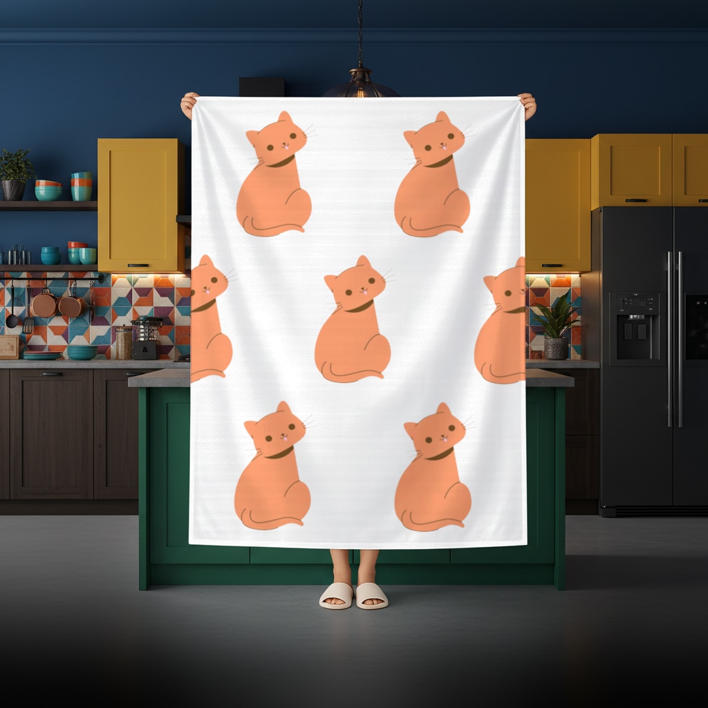 furry feline friends Rectangular Tablecloth Görünüm 2