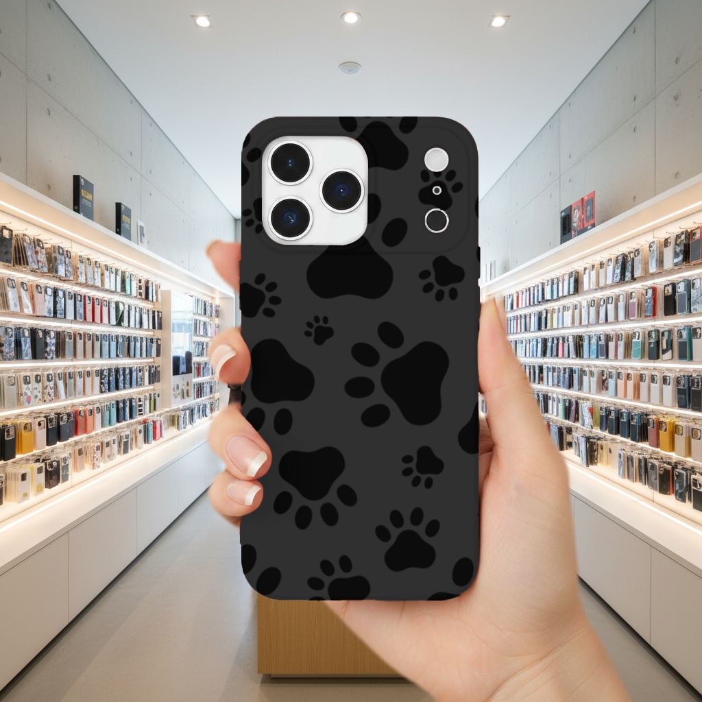Black and White Paw Pattern Design İphone 17 Pro Max Görünüm 1