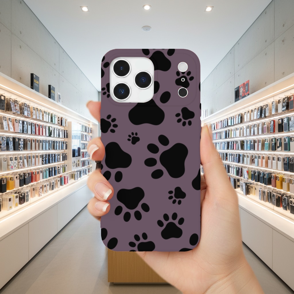 Black and White Paw Pattern Design İphone 17 Pro Max Görünüm 2