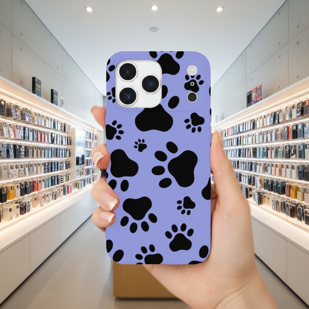 Black and White Paw Pattern Design İphone 17 Pro Max Görünüm 2