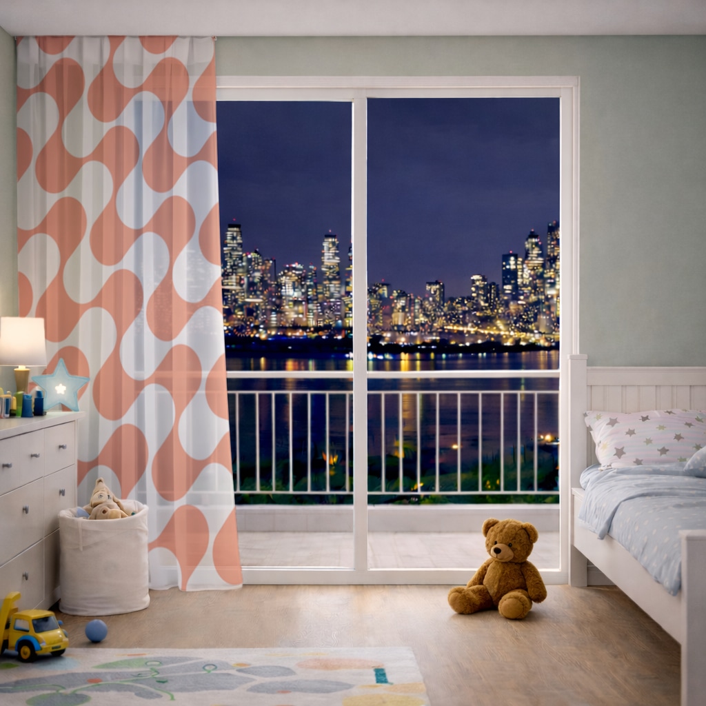 Seamless repeating pattern Sheer Curtain Görünüm 5