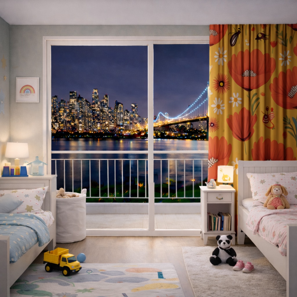 Floral  Insect Pattern  Colorful Design Drapes Görünüm 4