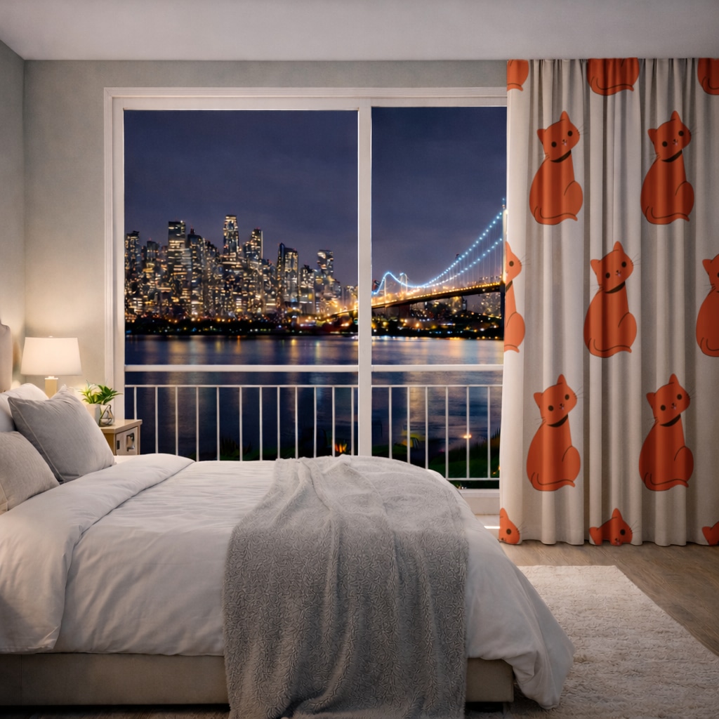 furry feline friends Drapes Görünüm 5