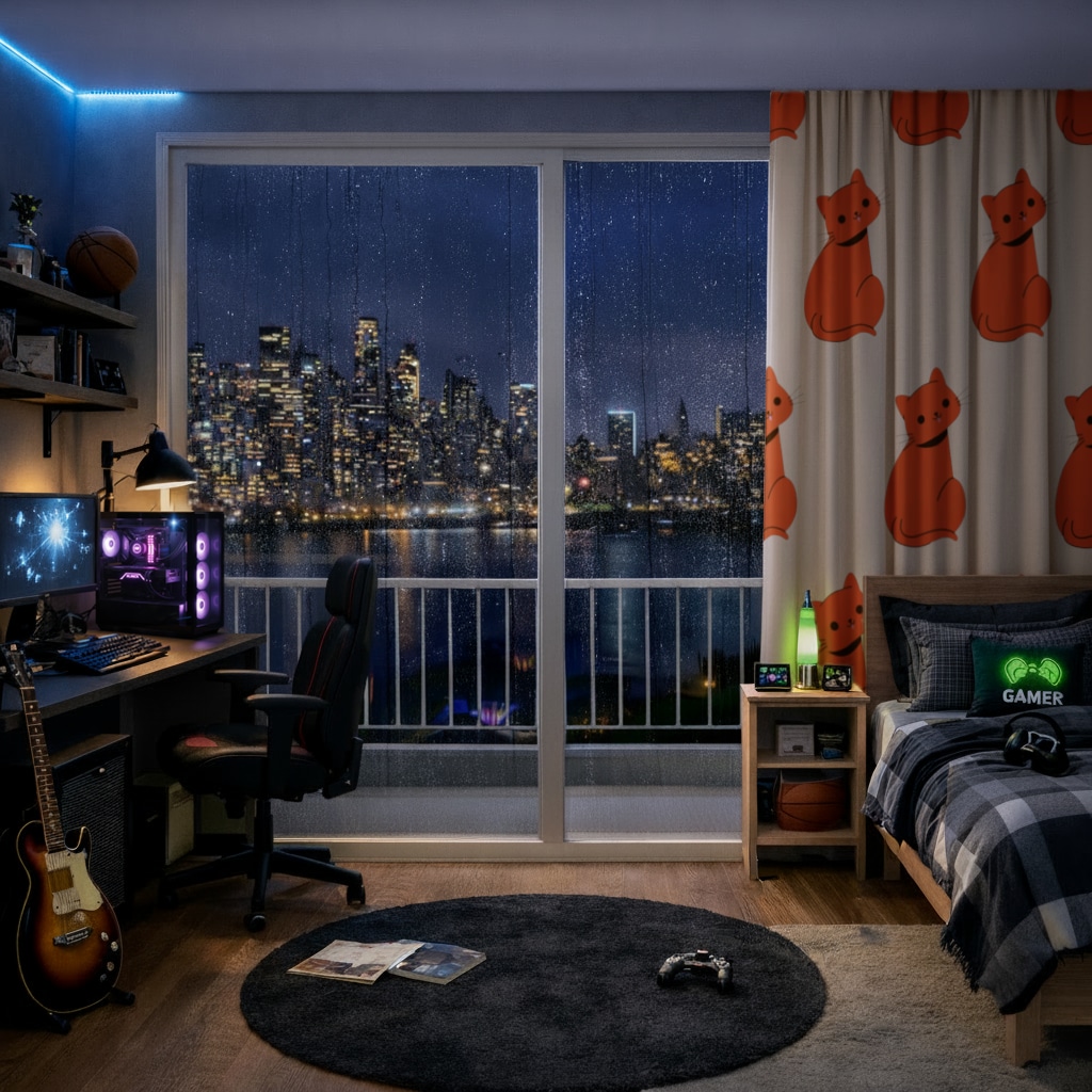 furry feline friends Drapes Görünüm 2