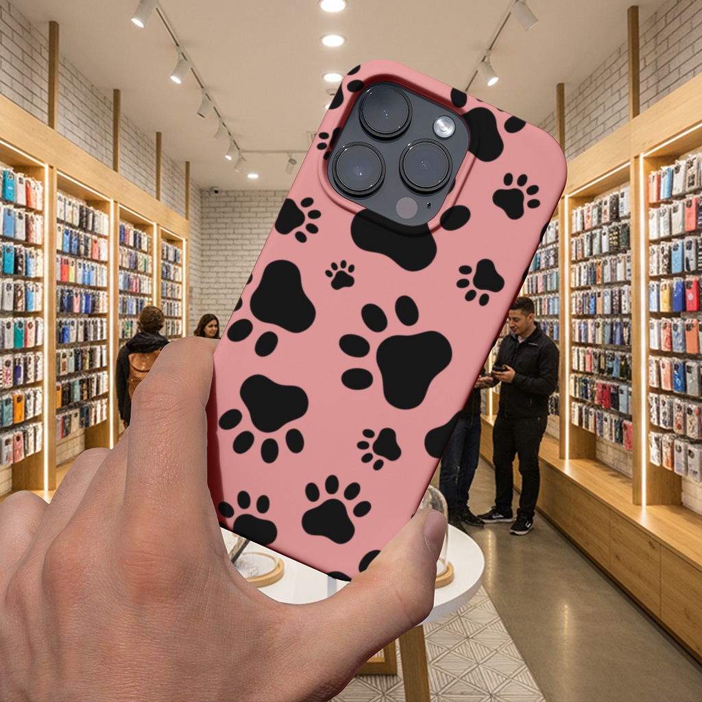 Black and White Paw Pattern Design iphone 16 pro and pro max Görünüm 1
