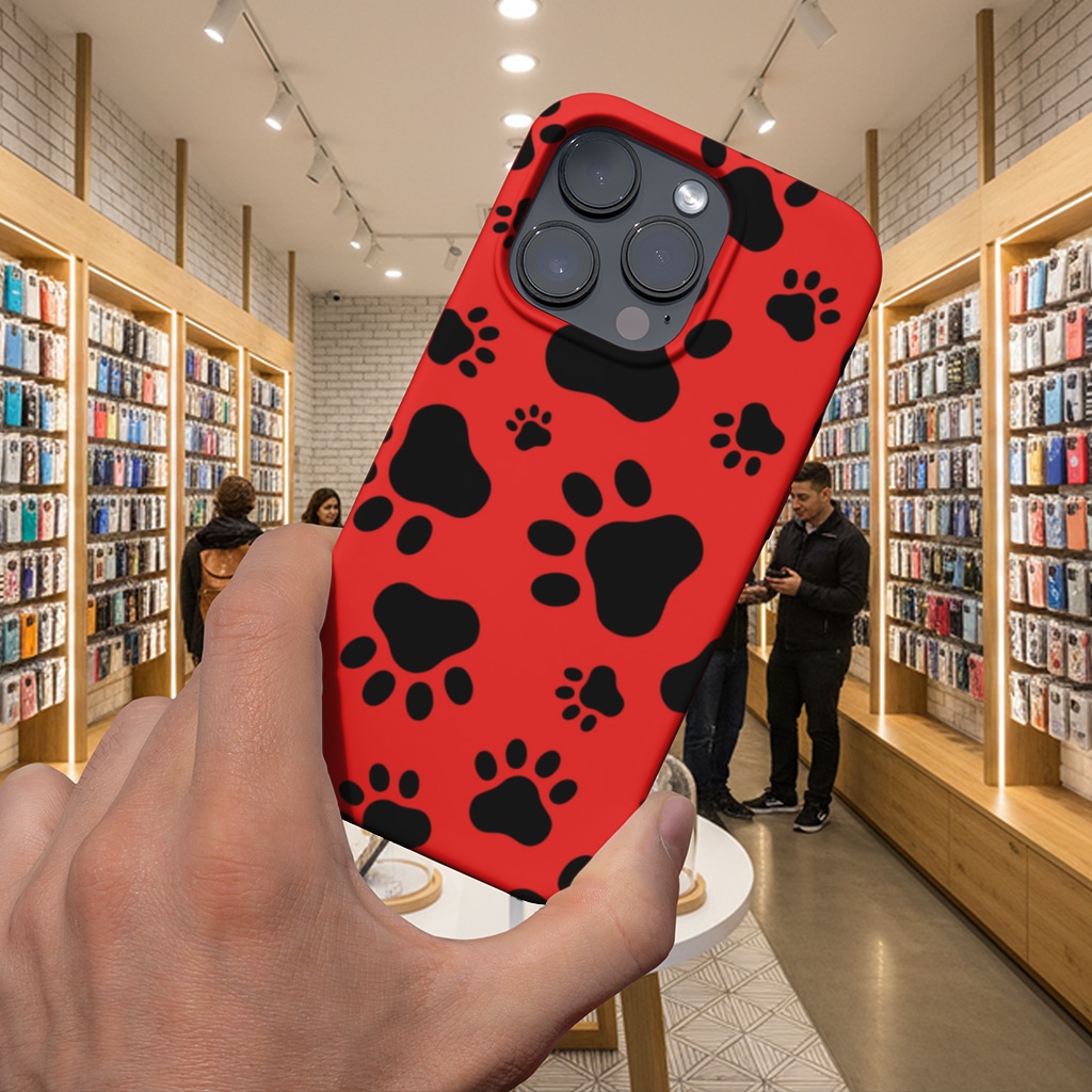 Black and White Paw Pattern Design iphone 16 pro and pro max Görünüm 1